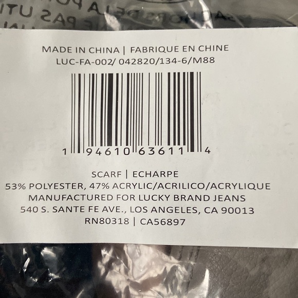 Lucky Brand Scarf - grey - brand new - unisex - Picture 5 of 5